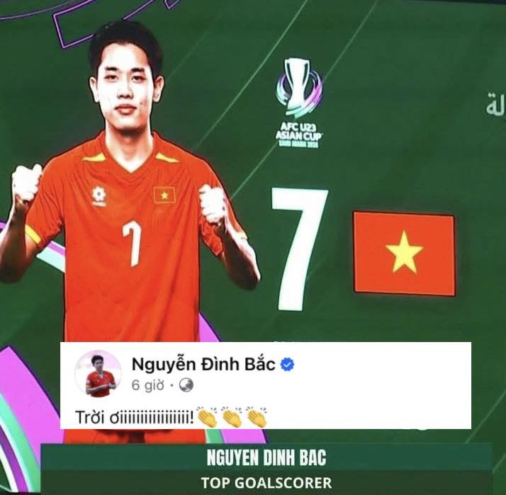 Đình Bắc thốt lên đúng 2 từ sau khi giành Vua phá lưới U23 châu Á, thiết lập cột mốc lịch sử cho Việt Nam