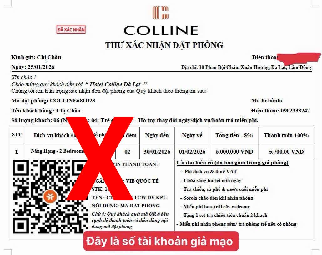 Vợ Á hậu của chủ tịch khách sạn Colline Dalat cảnh báo nóng, khách cẩn thận kẻo mất tiền oan