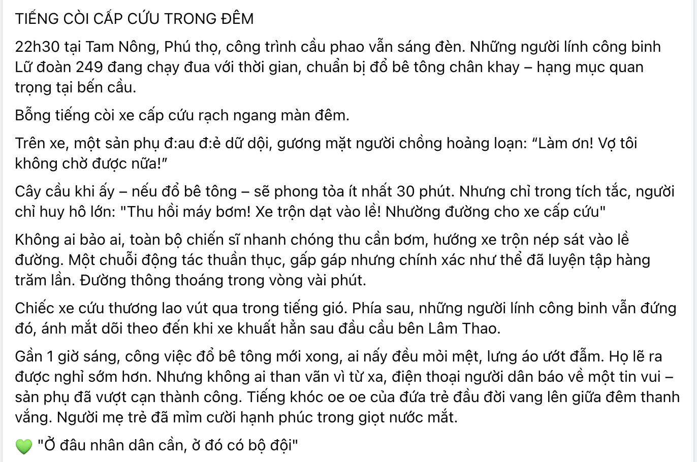 Tiếng còi xe cứu thương cùng mệnh lệnh giữa đêm của các chiến sĩ trên cầu phao Phú Thọ khiến cả mạng xã hội nghẹn ngào